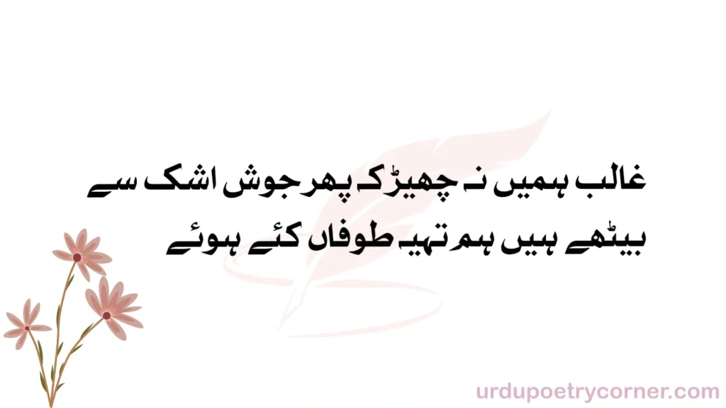 Ghalib poetry 6 Ghalib hamein na chheir ke phir josh-e-ashk se
Bethay hain hum taiyyah toofan kiye huay